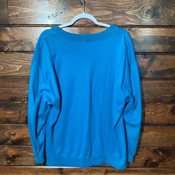 Vintage Aileen Too Blue Button Up V-Neck Sweater Cardigan Women’s Size 16W/36 - Picture 7 of 16